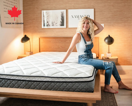 HIBER10 pocket coil mattress with quilted top in minimalist bedroom setting